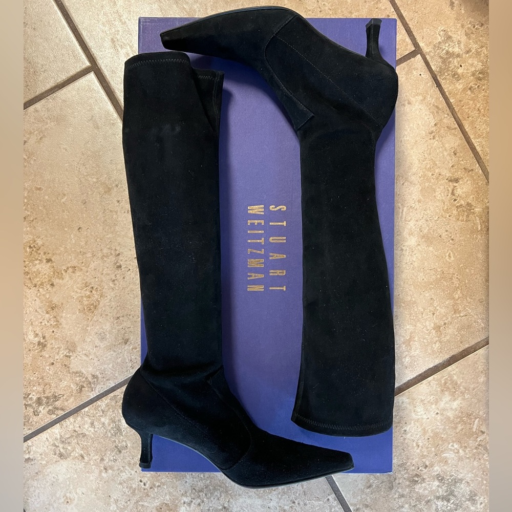 Stuart Weitzman Tall Black Suede Boots Knee